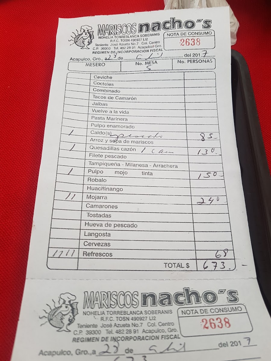 Mariscos Nacho's Acapulco Menu - Image 4